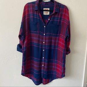 Loose Fit Blue and Pink Flannel size M